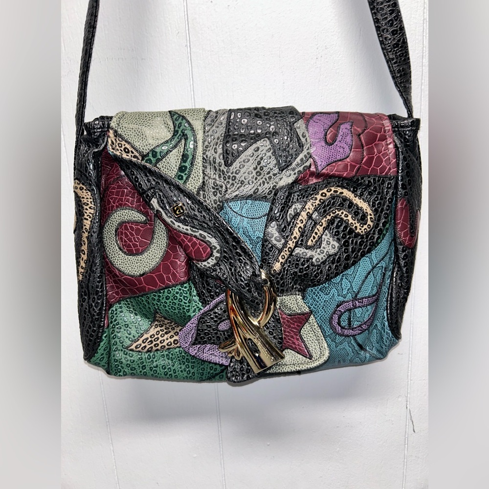 Vintage Alentino Nas Bag Korea Patchwork Mixed Media Abstract Shoulder Bag Purse